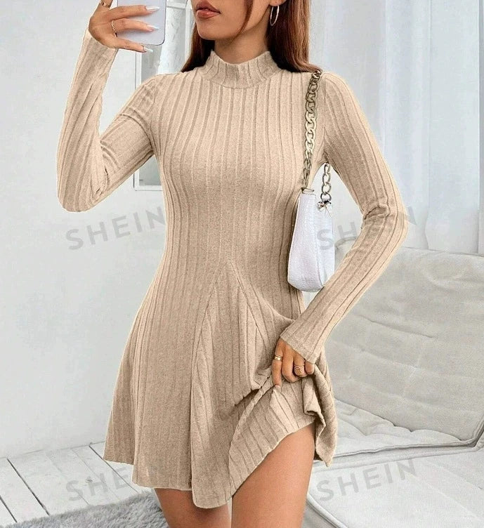 Long Sleeve Slim Fit A-Line Dress
