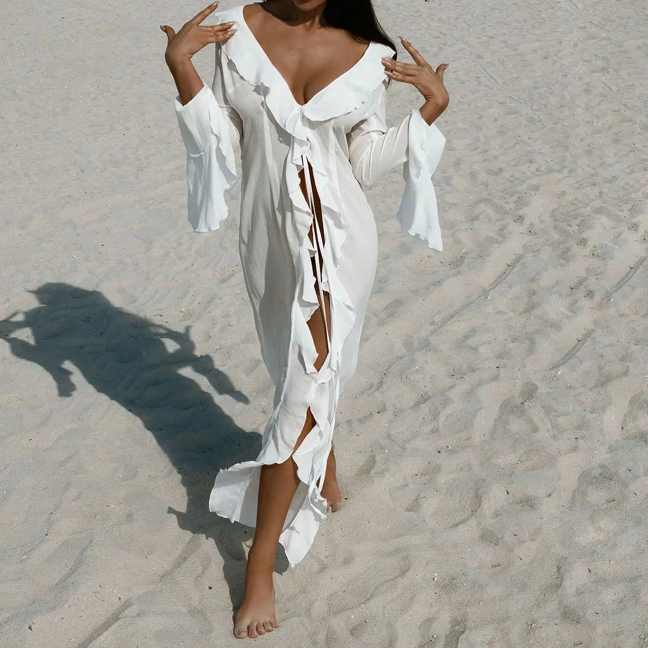 Long Sleeve Beach Tunic Cover-Ups