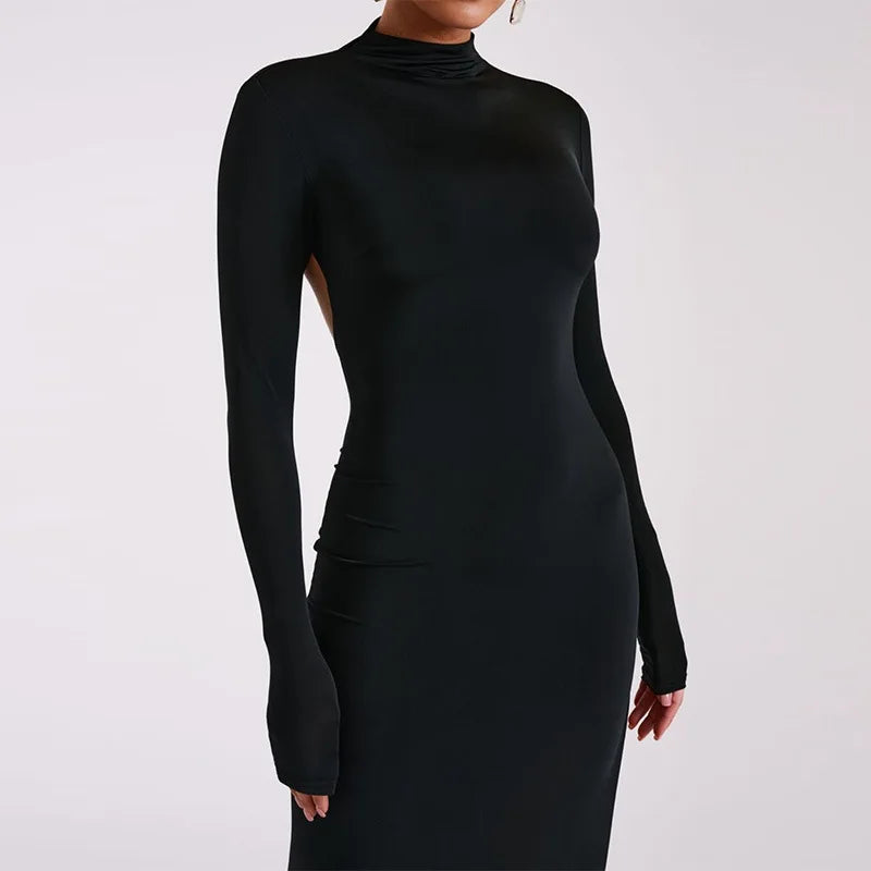 Long Sleeve Maxi Dress & High Split Fashion