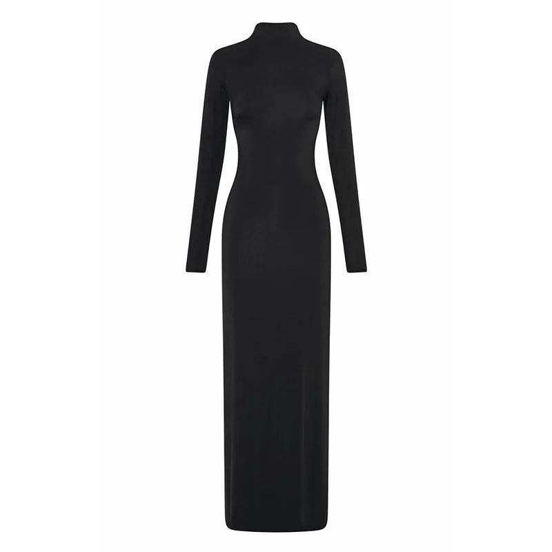 Long Sleeve Maxi Dress & High Split Fashion