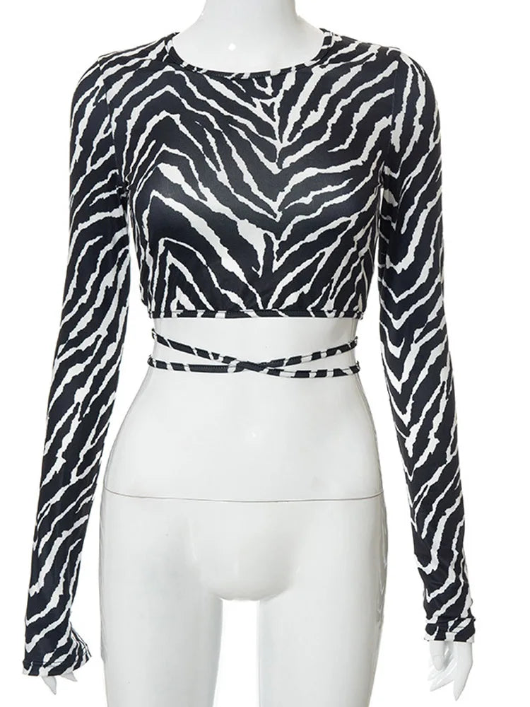 Slim Fit Backless Crop Top - Lace-Up