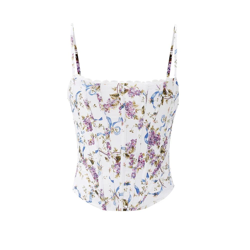 Floral Lace-Up Corset