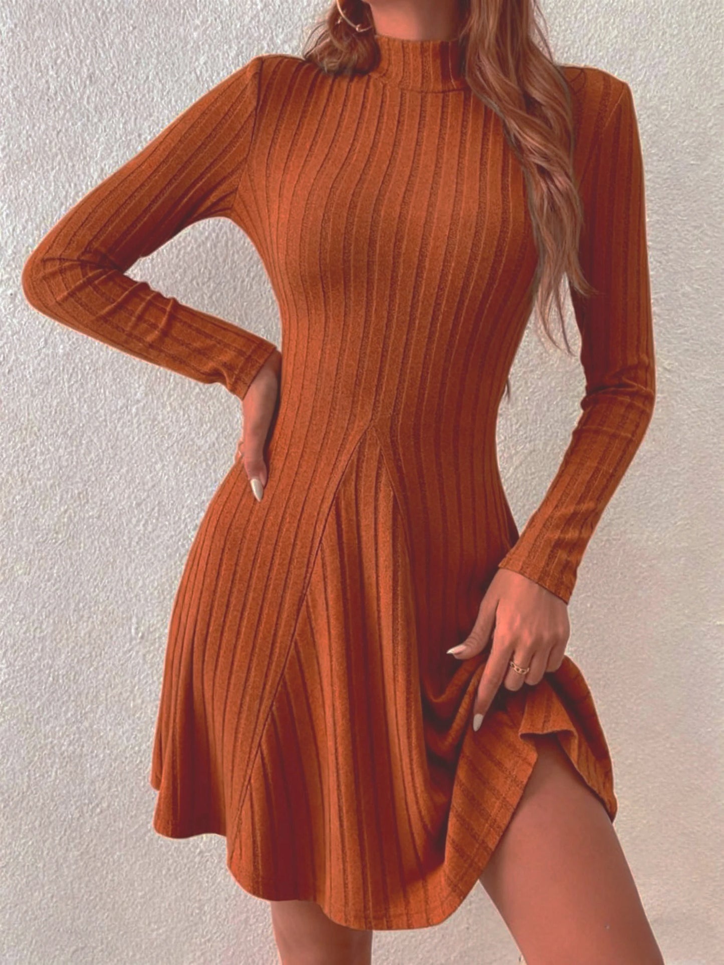 Long Sleeve Slim Fit A-Line Dress