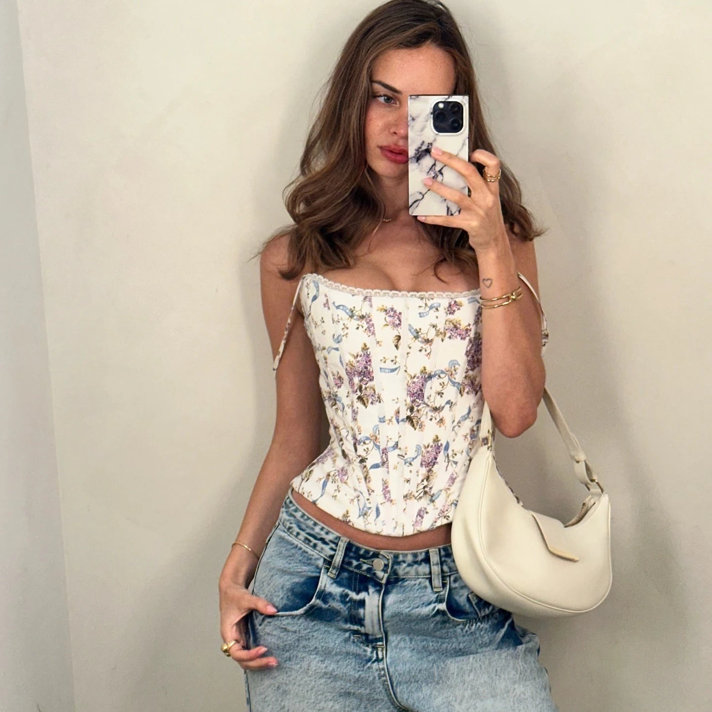 Floral Lace-Up Corset