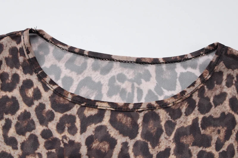 Leopard Long Sleeve Sexy Slim Maxi Dress