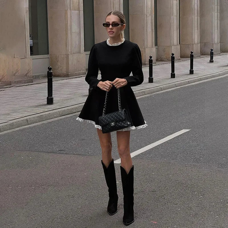 Lace Mini Dress ( High Waist )