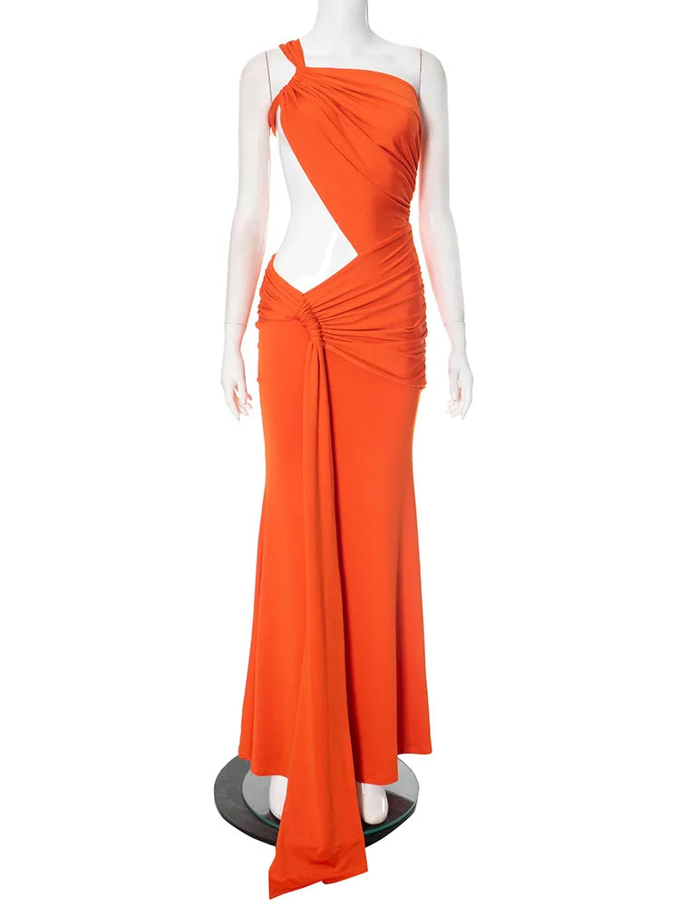 Backless Hollow One-Shoulder Dress