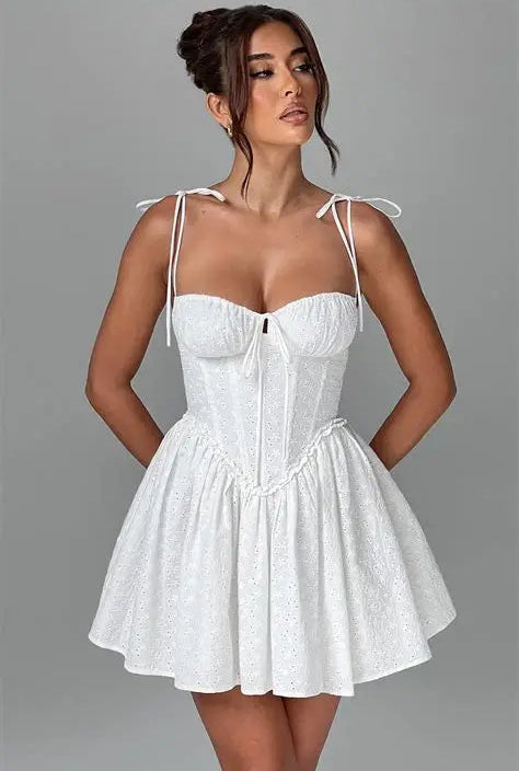 Mini Dress Ruffle - Lace up