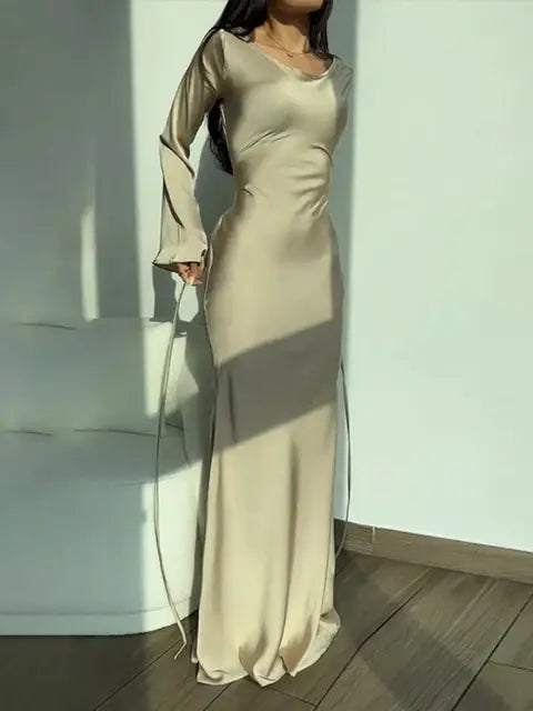 Long Sleeves Lace Up Slim Evening Party Dresses