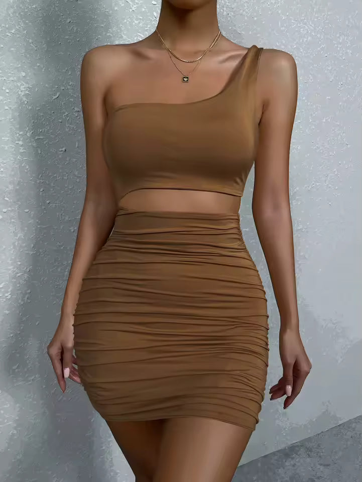 One-Shoulder Backless Bodycon Mini Dress