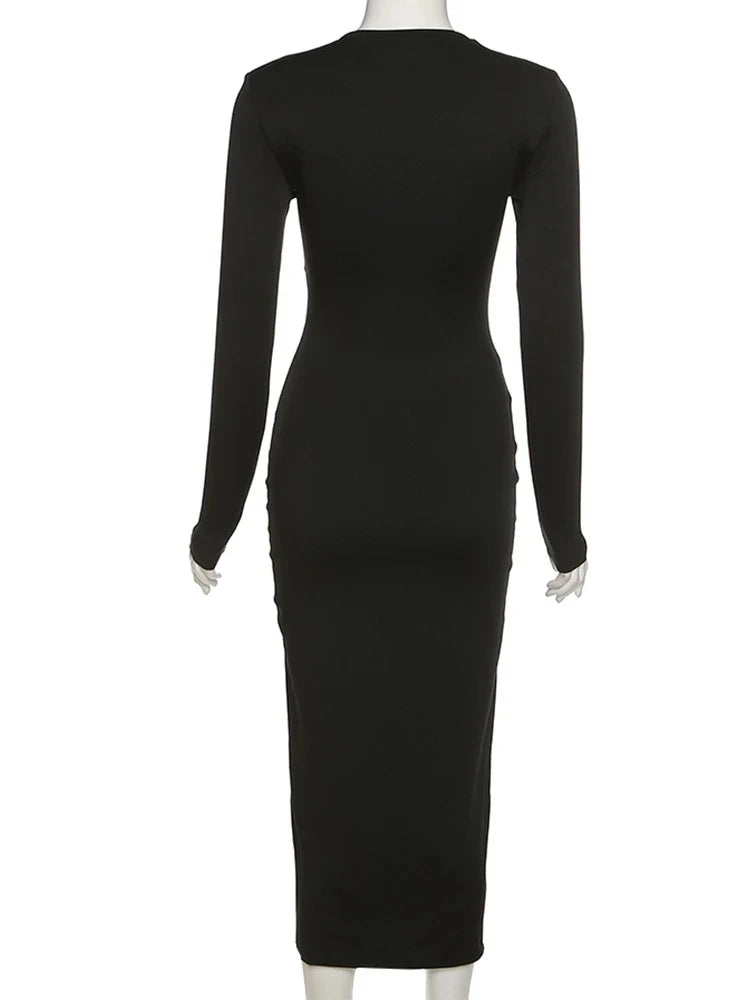 Long Sleeve Crossed Cleavage Dress